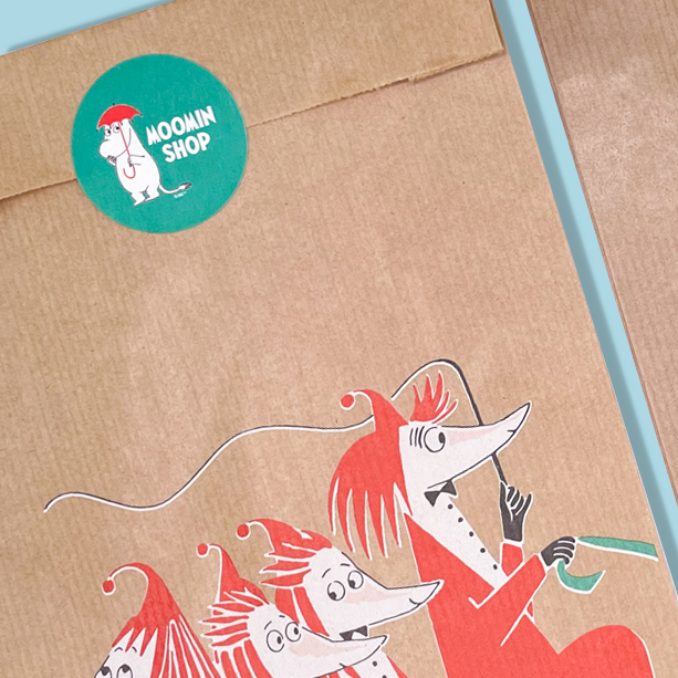 Moomin Shop paperipussit ja tarra