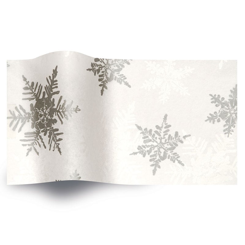 Silkkipaperi Pearl/Silver Snowflakes