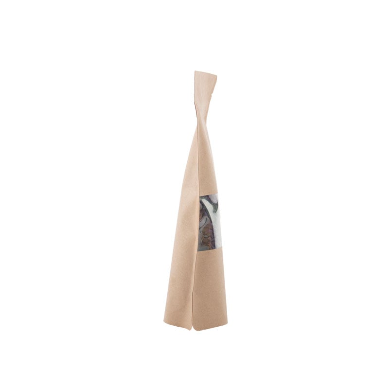 Doypack/Stand-up -pussi, ikkunalla, paperi/PET/CPP, ruskea - 2