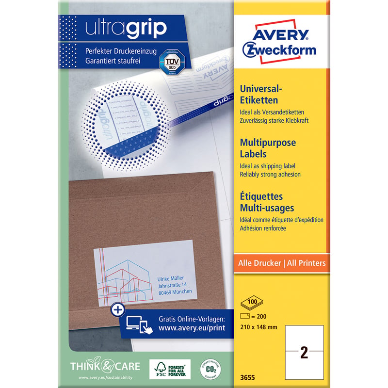 Tulostustarra Avery Ultragrip - 1