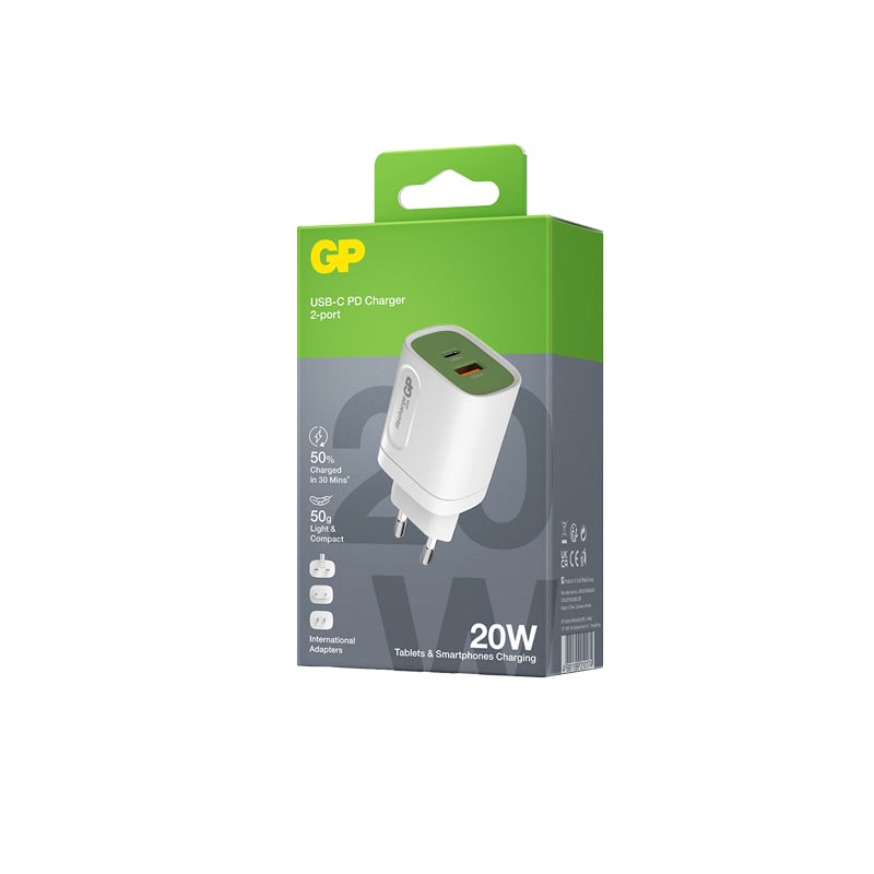 Verkkovirtalaturi GP USB-A & USB-C - 3