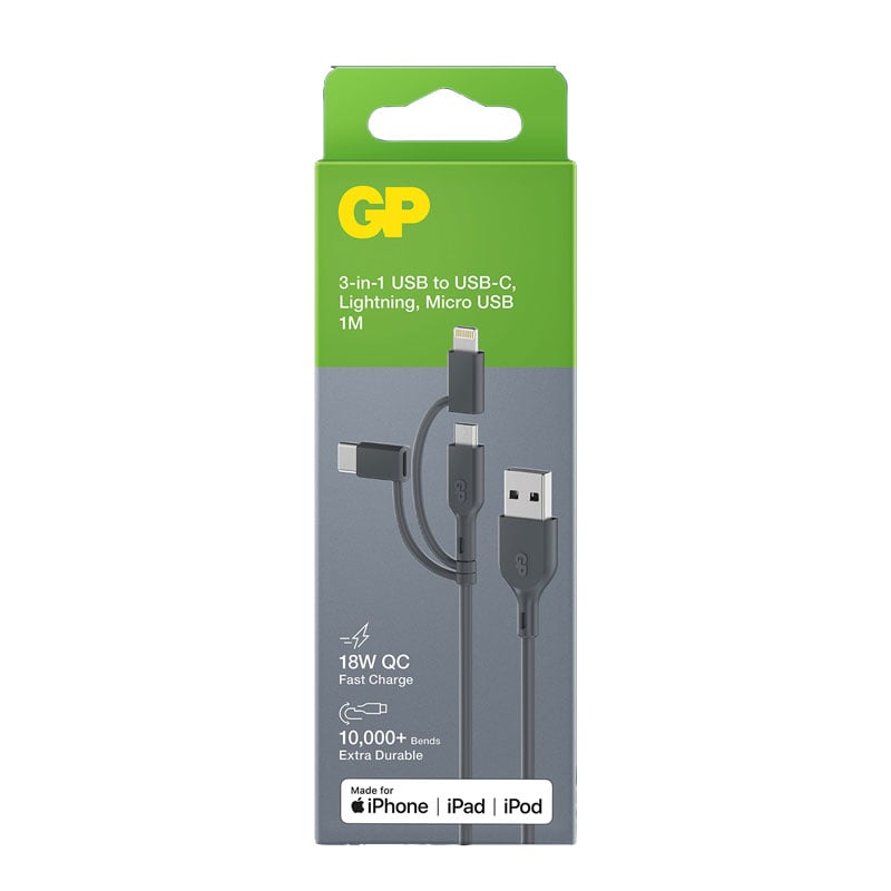 Latauskaapeli GP MicroUSB/Lightning/USB-C - 4