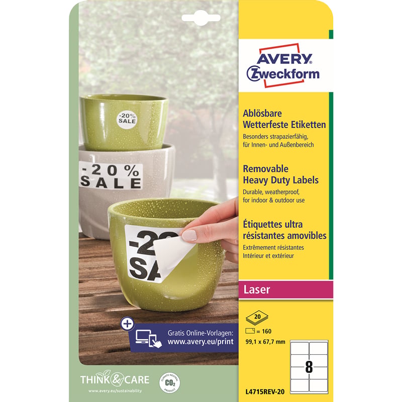 Tulostustarra Avery HeavyDuty, irrotettava - 1