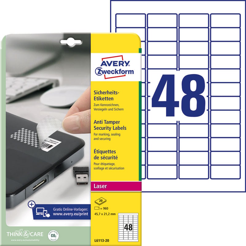 Tulostustarra Avery Anti Tamper sinetöintitarra - 1