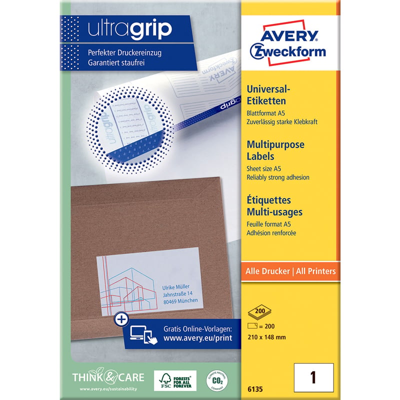 Tulostustarra Avery A5 Ultragrip - 1