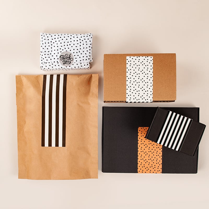 Pitkä sulkijatarra Stripes/Dots, black/creme - 3