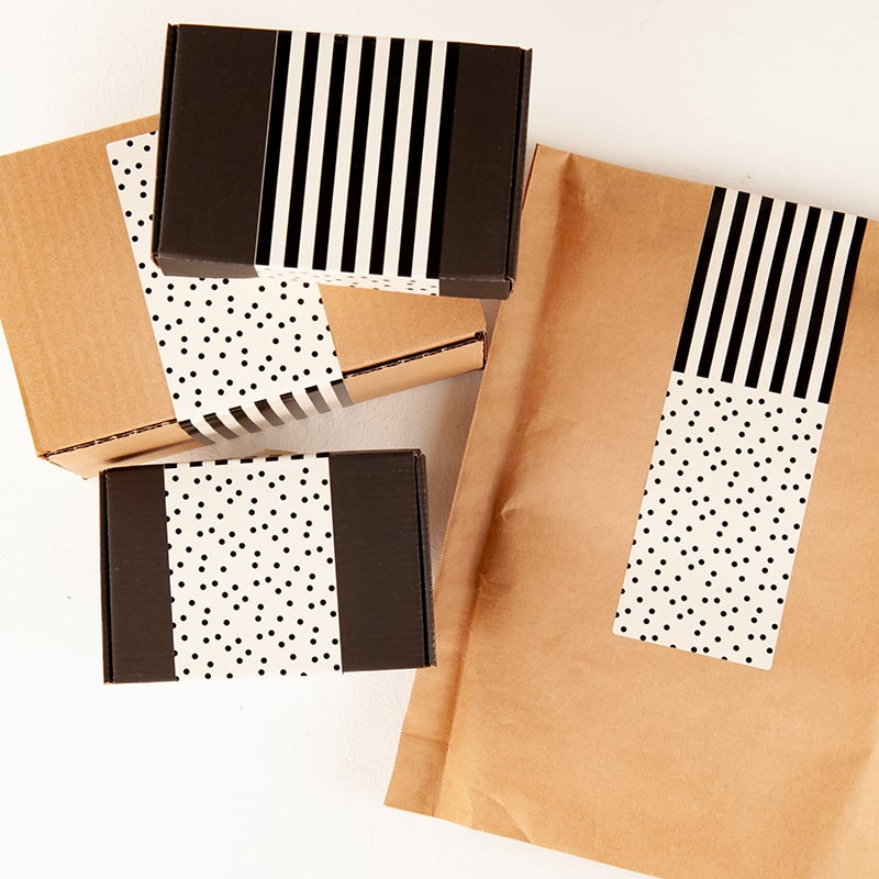 Pitkä sulkijatarra Stripes/Dots, black/creme - 1