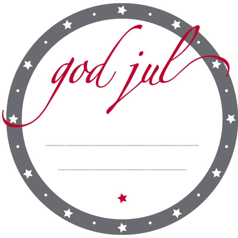 Tarra God jul, pyöreä punainen/harmaa