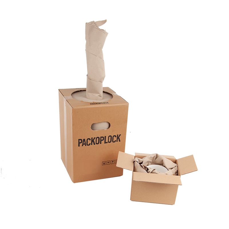 Locked Paper® Pakkauspaperi annostelulaatikossa Tubefill