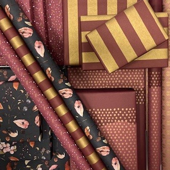 Lahjapaperi Stripes, punainen/kulta - 5