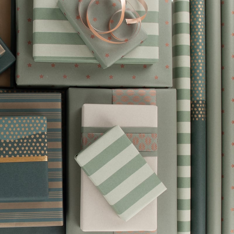 Lahjapaperi French Stripes, vihreä/kulta - 4