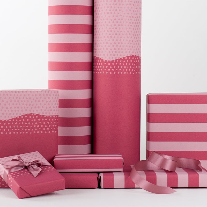 Lahjapaperi Stripes Pink/Red - 3