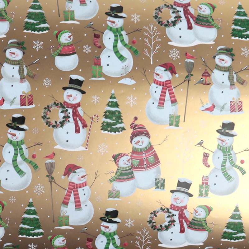 Lahjapaperi Snowman Gold
