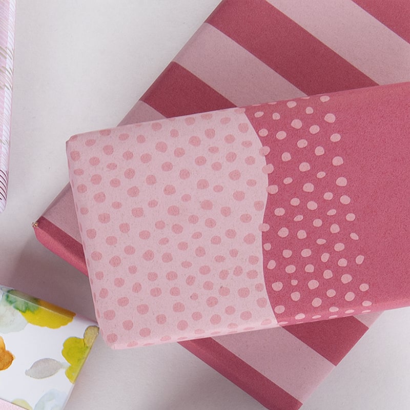 Lahjapaperi Half Dots, pinkki/punainen - 3