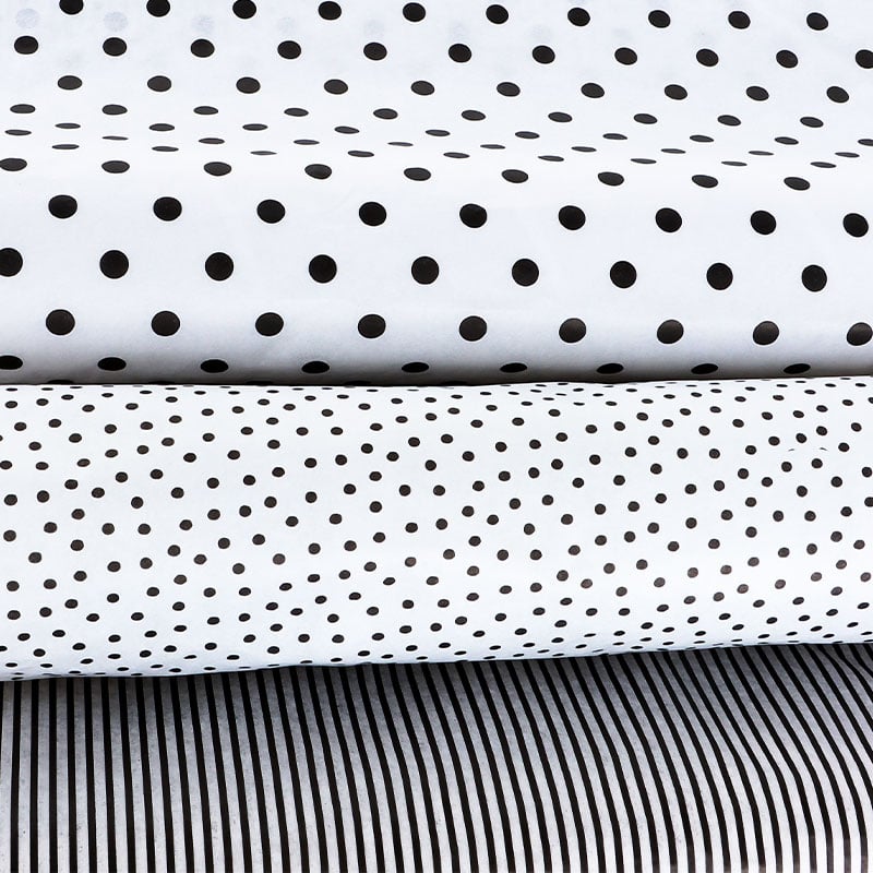 Silkkipaperi Black Dots on White - 2