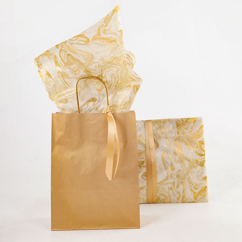 Silkkipaperi Gold Marble on Ivory - 2